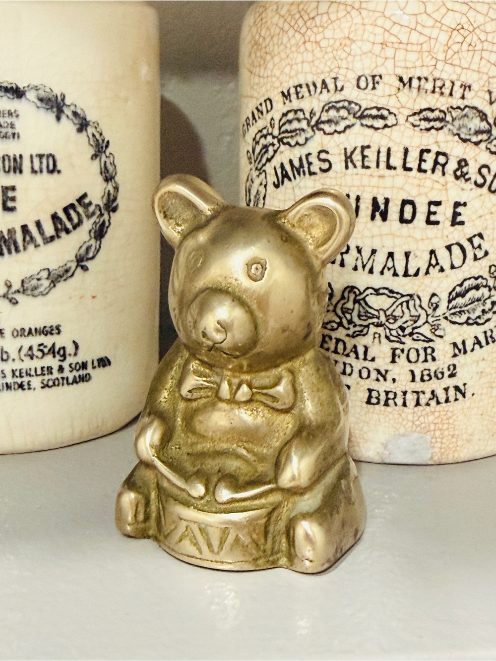Vintage Brass Bear Playing A Drum - Picture 8 of 11
